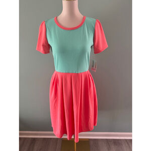 Women's LuLaRoe Amelia Dress Size M Coral & Mint